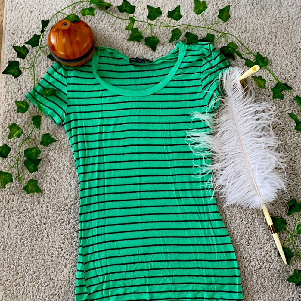 Green and black striped T-shirt